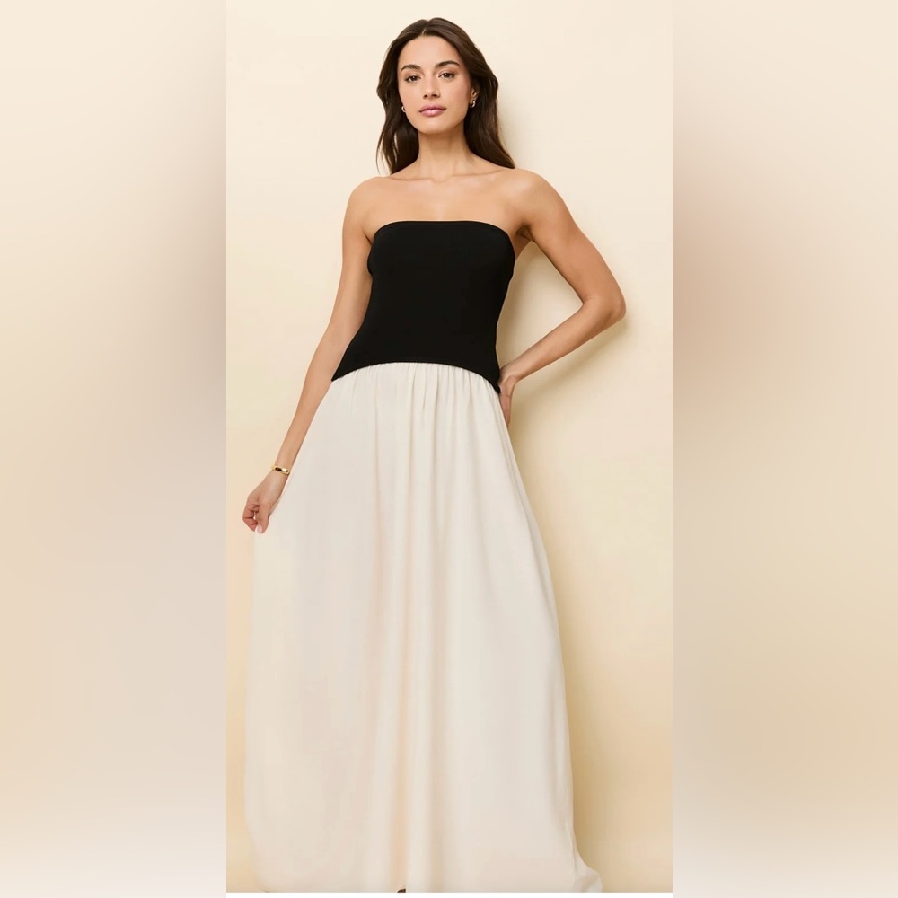 Solid & Striped Strapless Soglio Dress Noir / Brule